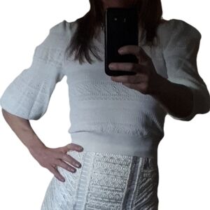 New Zara White Women's Crew Neck Sweater